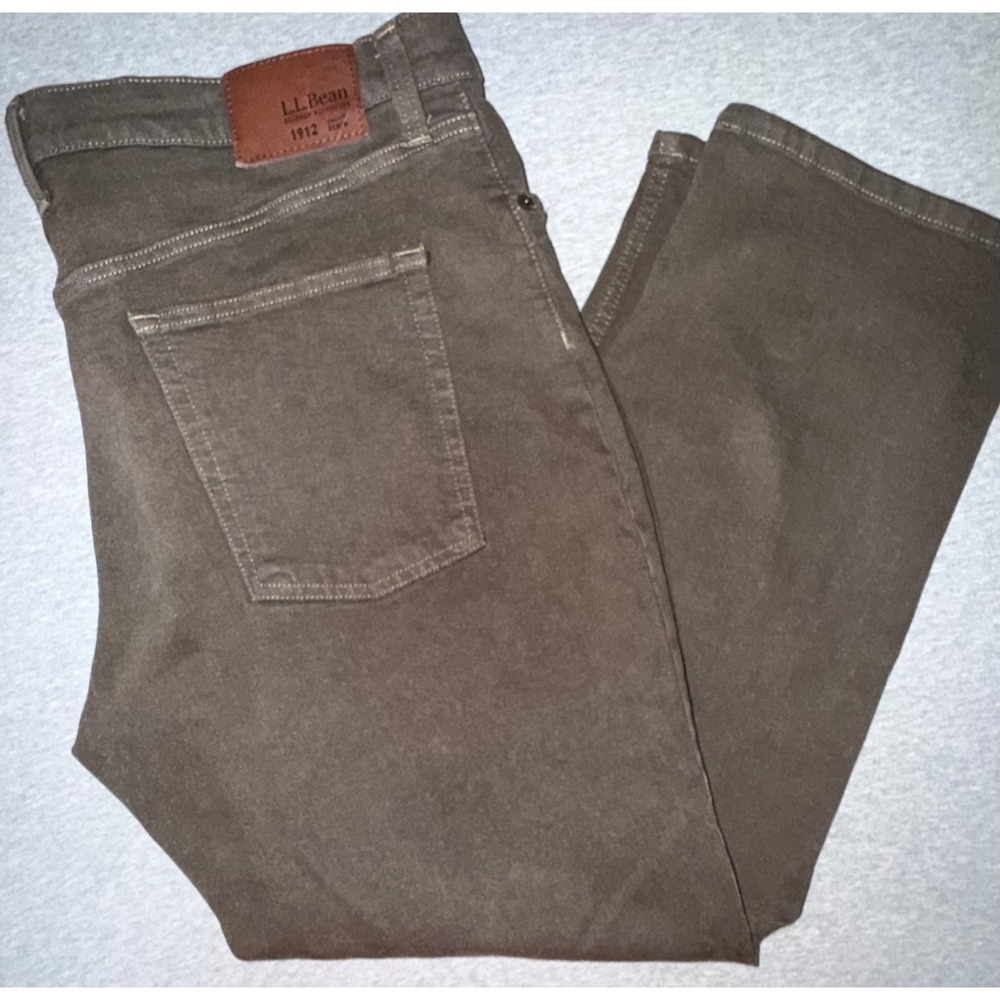 LL Bean Mens Brown 1912 Stretchy Jeans Size 40x29 Heavy Workwear Outdoor Rugged